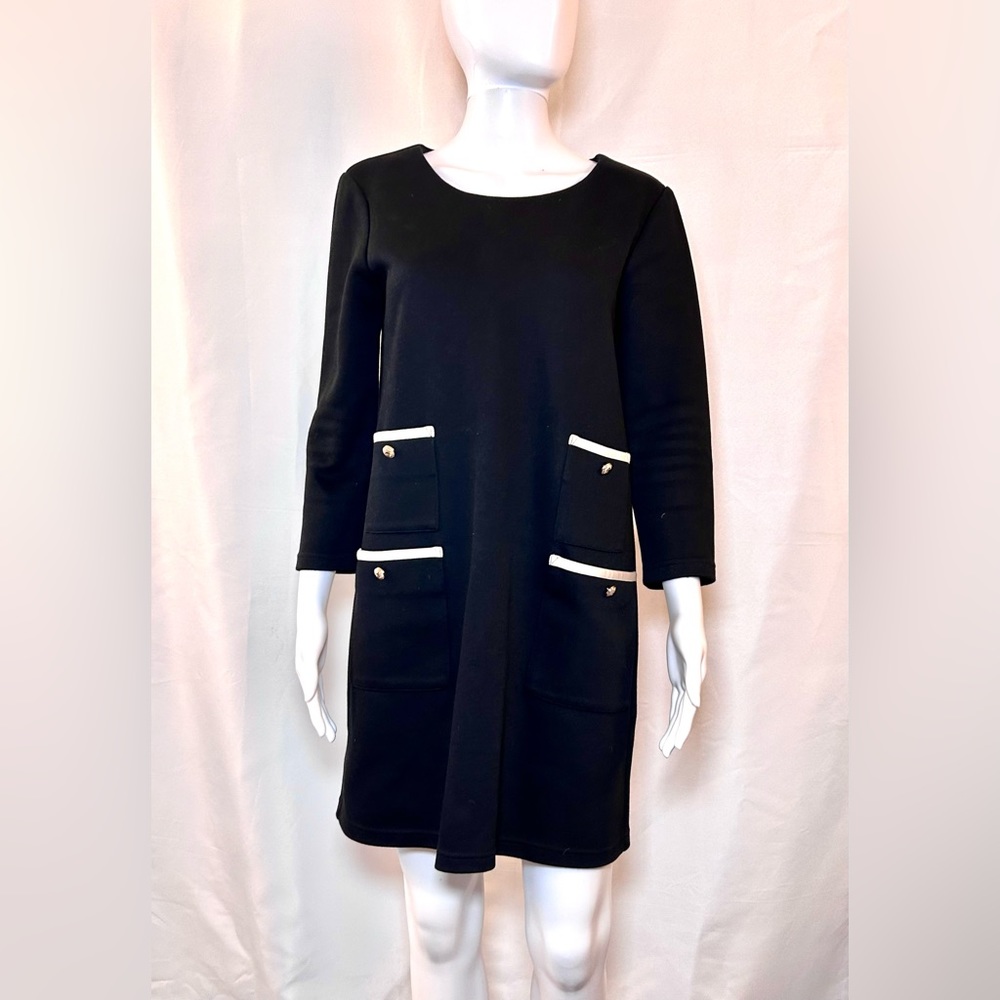 Tuckernuck Black Midi Dress with White Trim